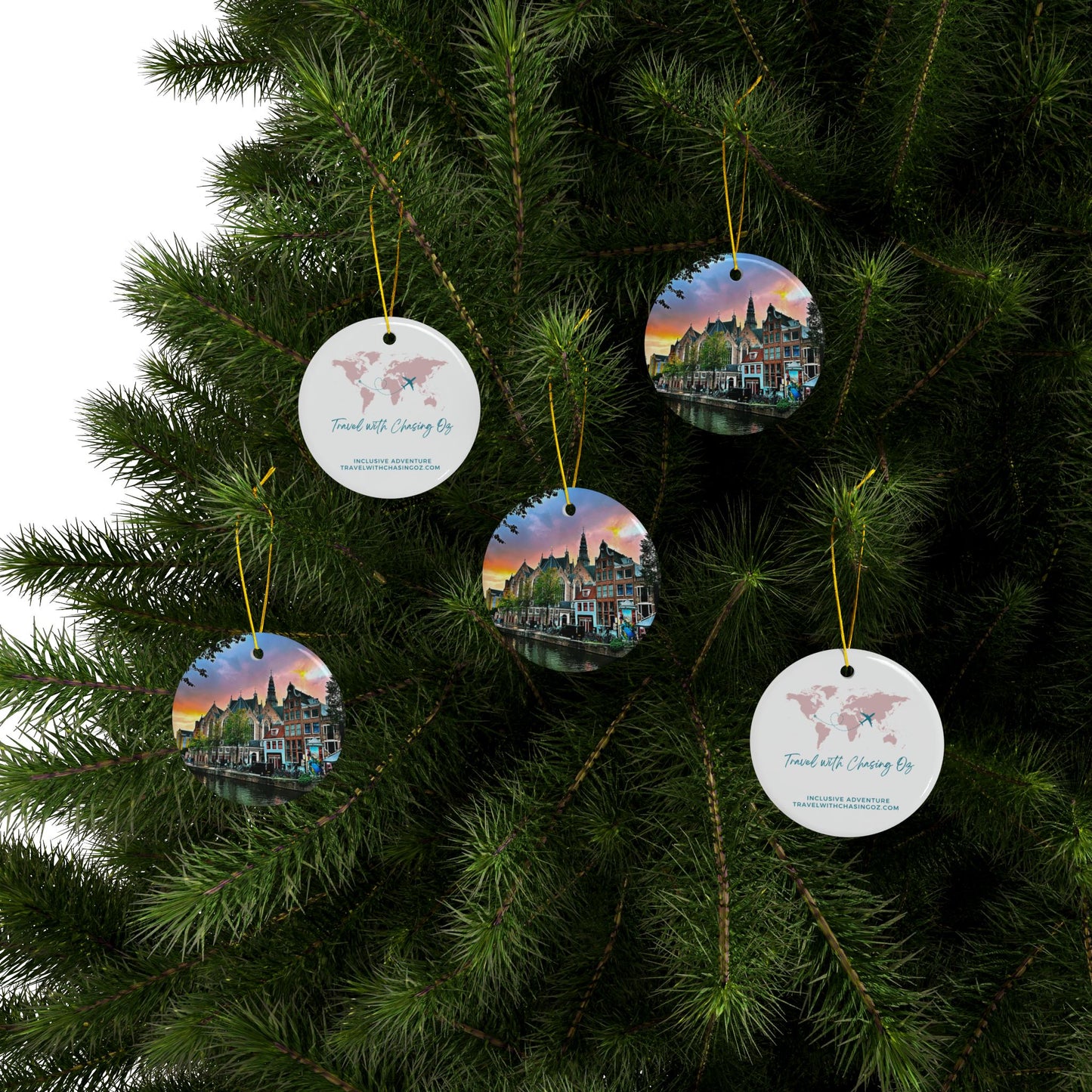 Amsterdam Sunset by Chasing Oz - Doubled-sided Ceramic Ornaments