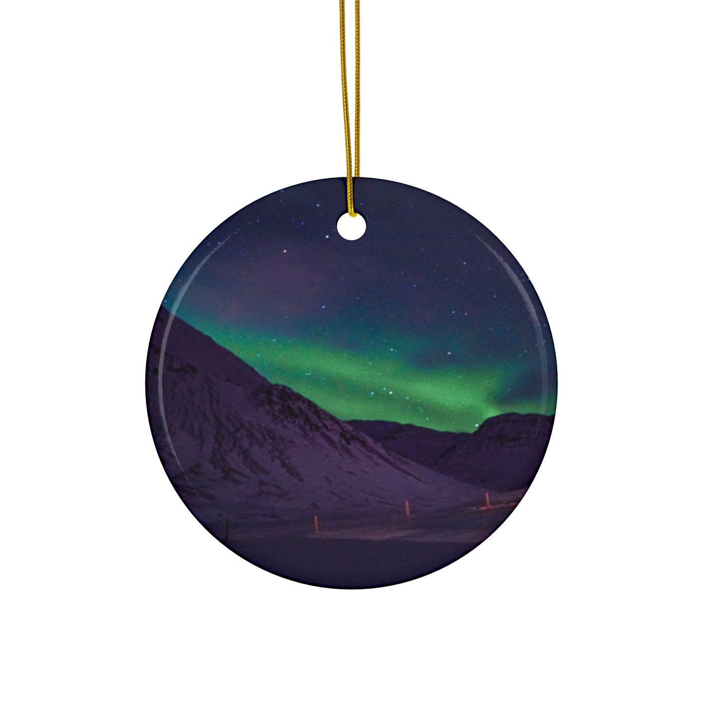 Iceland Northern Lights by Chasing Oz - Double-sided Ceramic Ornaments