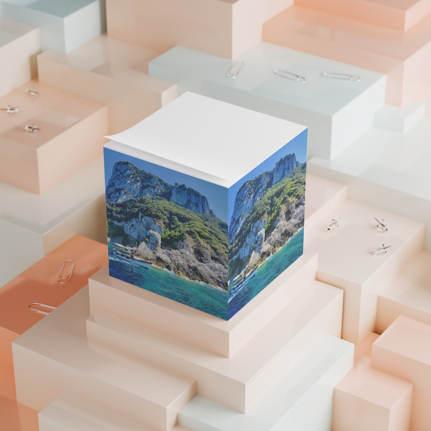 Anacapri Coastline — Scenic Sticky Note Cube