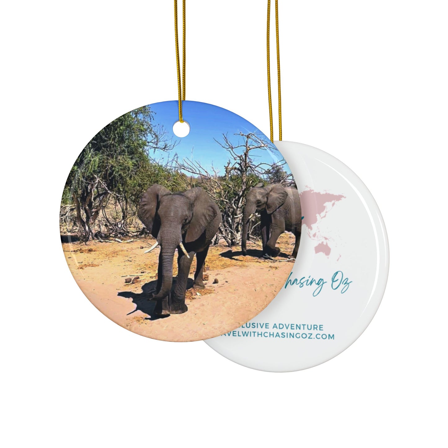 Safari Elephants by Chasing Oz - Ceramic Ornaments
