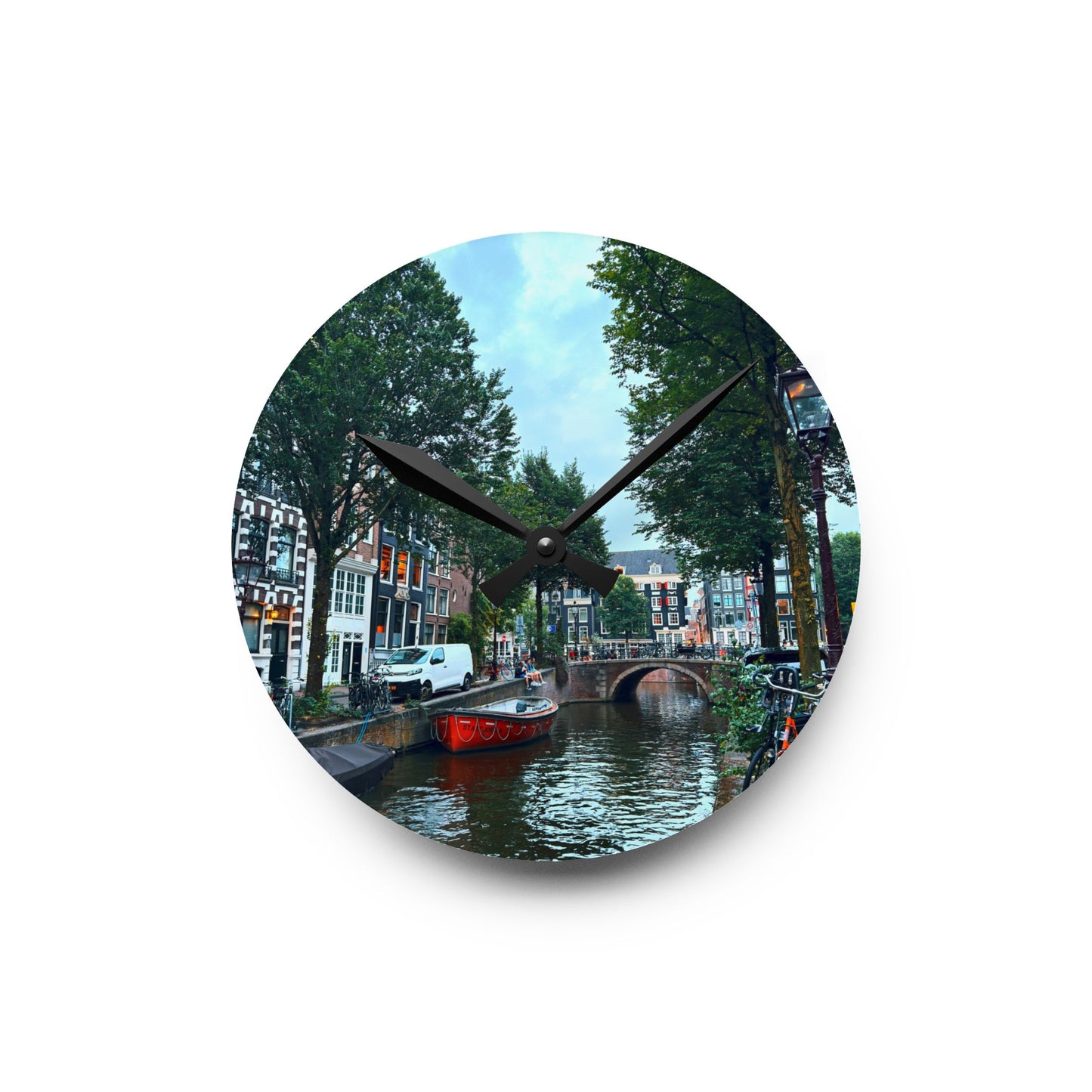 Above the Bridge Amsterdam - Acrylic Wall Clock