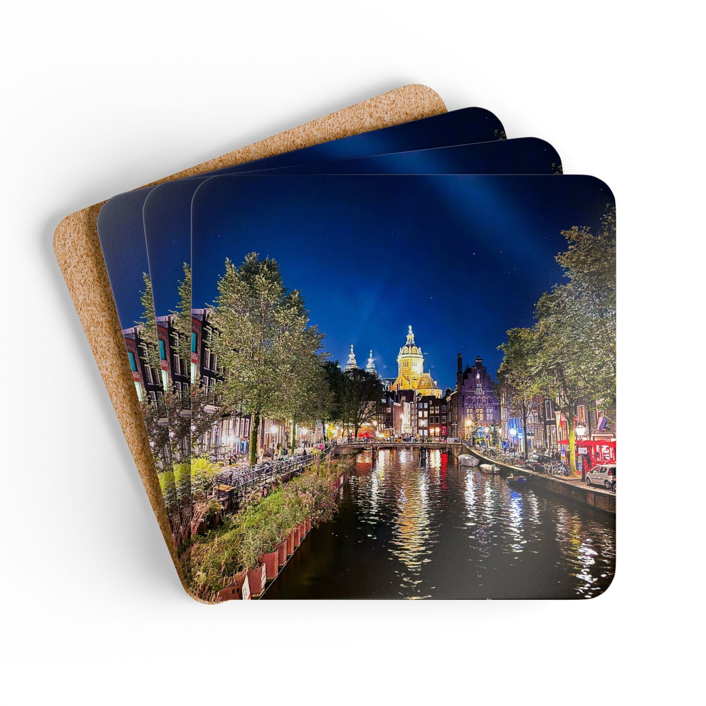 Amsterdam Night Sky by Chasing Oz - Corkwood Coaster Set