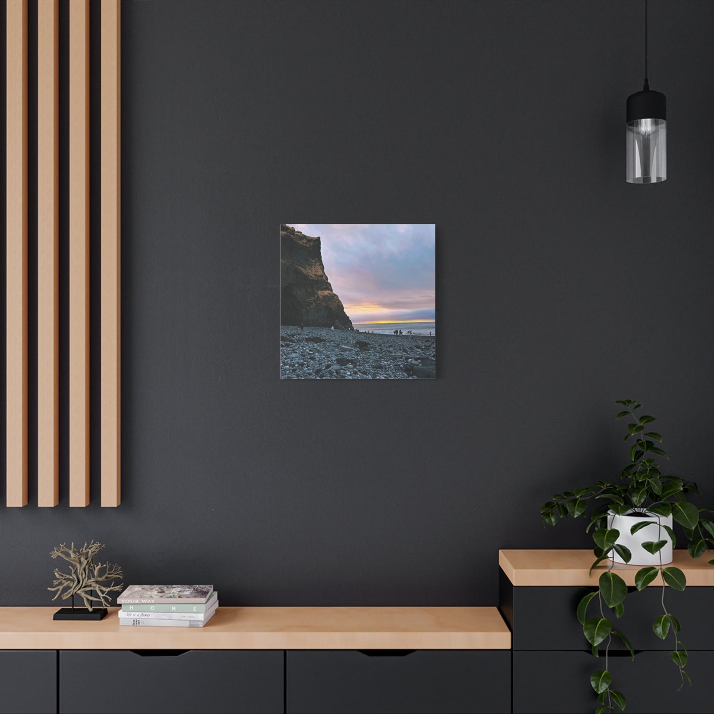 Black Sand Beach Sunrise - Stretched Matte Canvas (1.25")