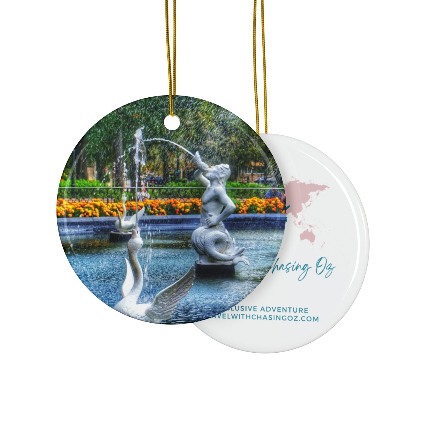 Forsyth Park Fountain by Chasing Oz - Double-sided Ceramic Ornaments
