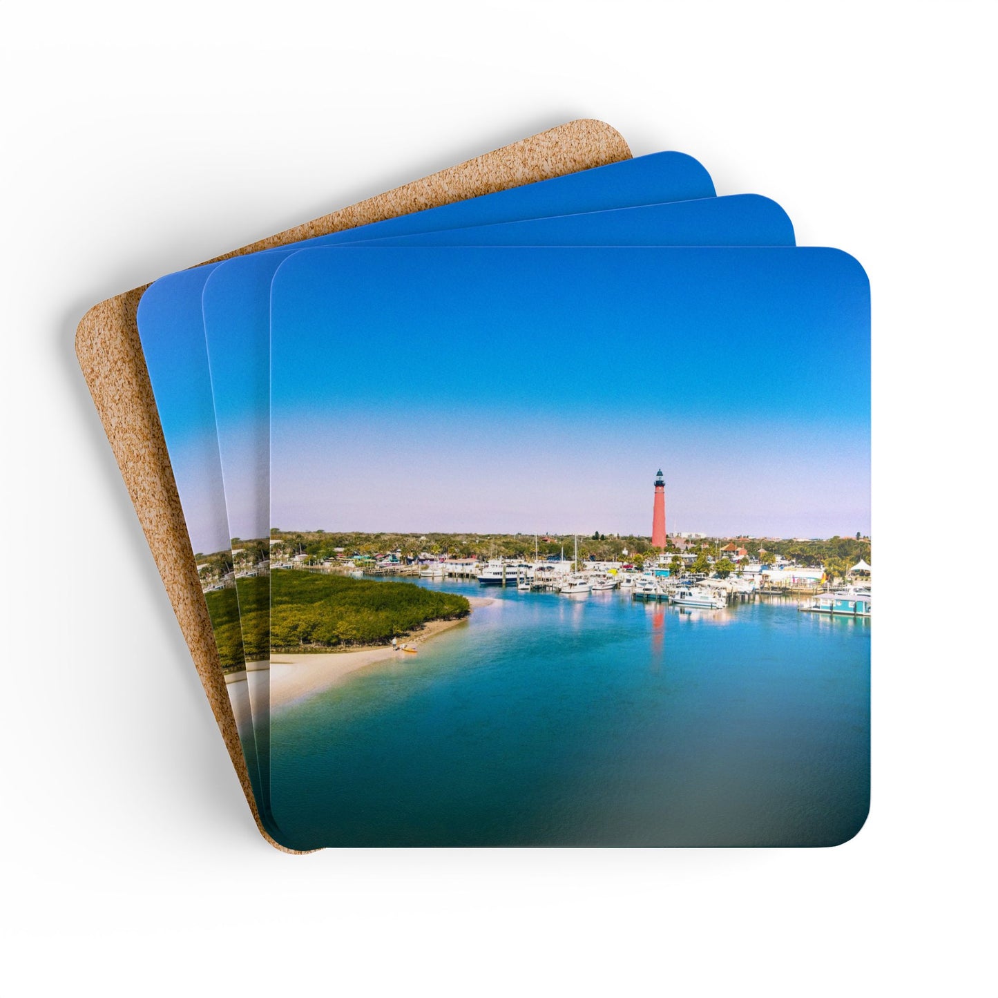 Ponce Inlet Lighthouse by Chasing Oz - Corkwood Coaster Set