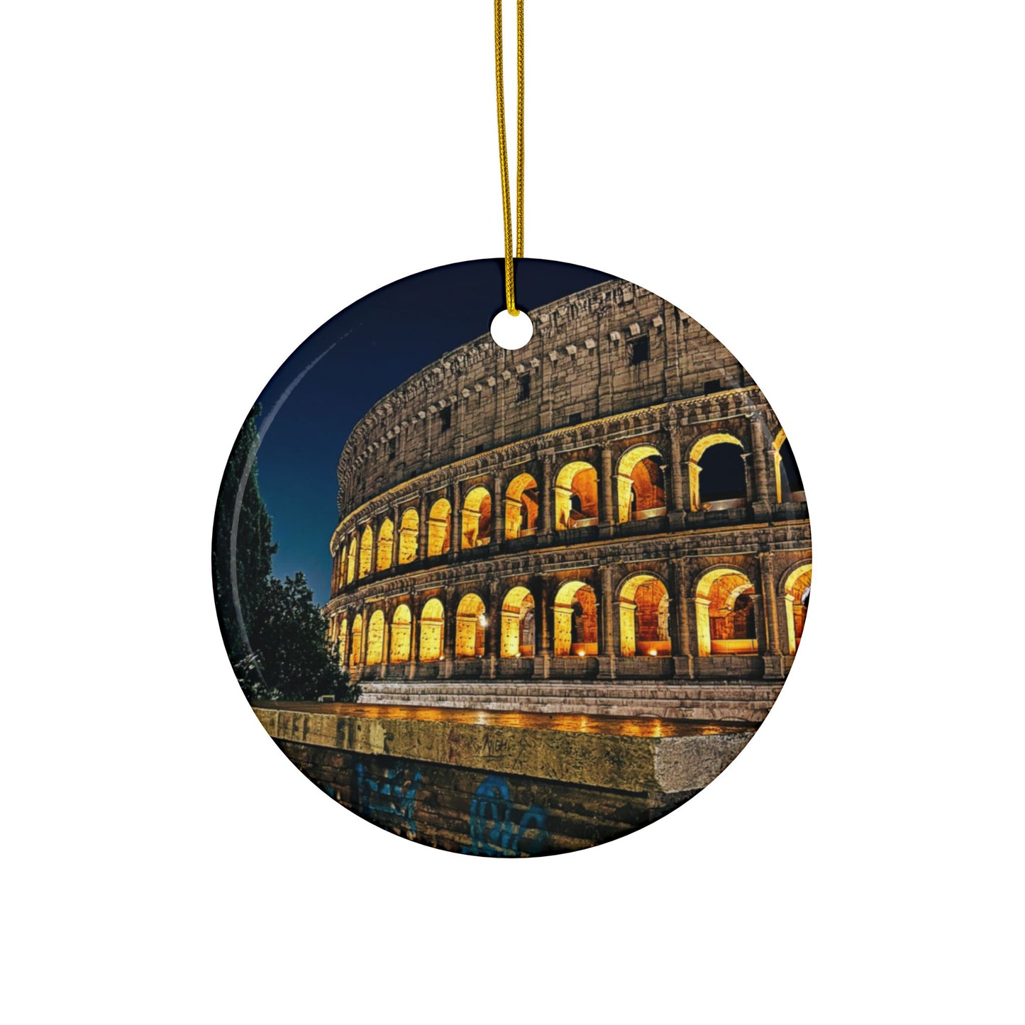 Evening Coliseum Rome by Chasing Oz - Double-sided Ceramic Ornaments