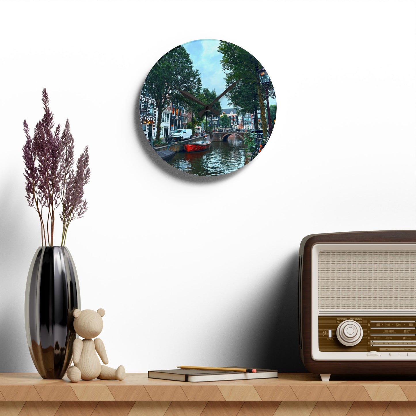 Above the Bridge Amsterdam - Acrylic Wall Clock