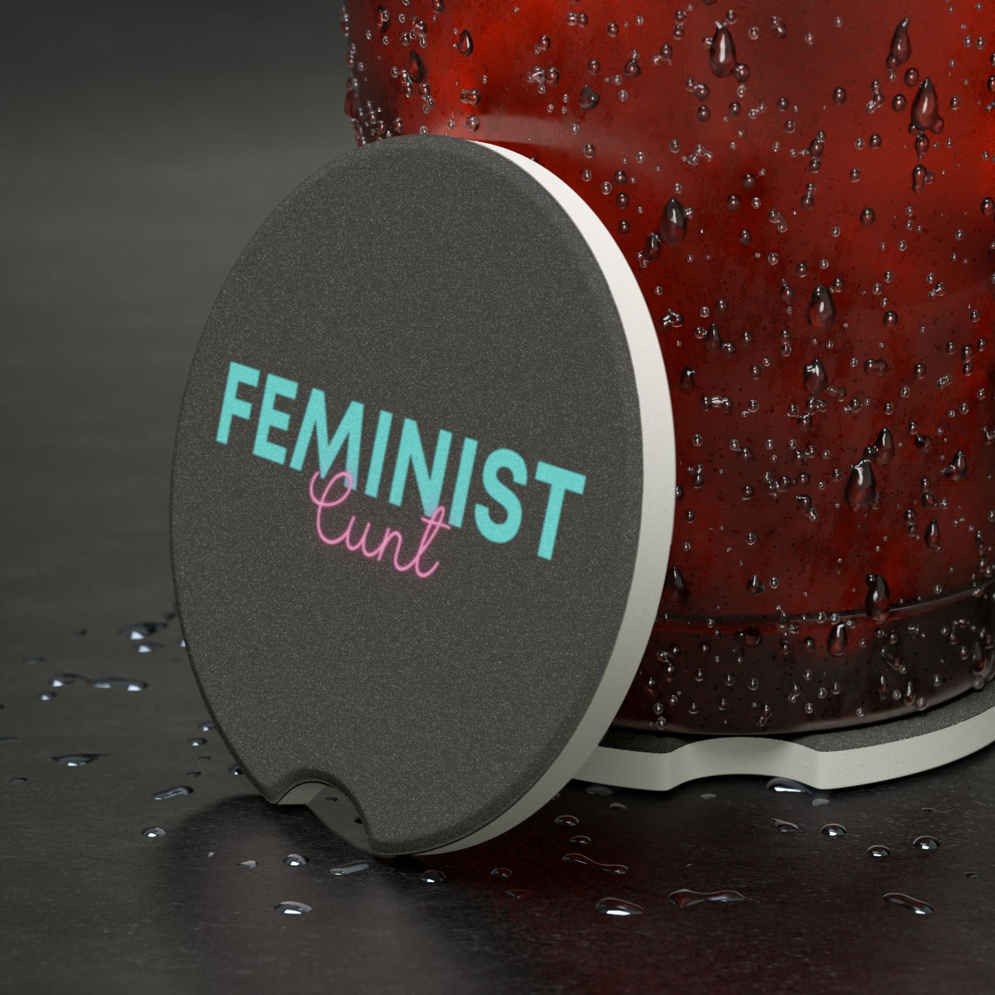 Feminist Cnt - Soapstone Car Coaster