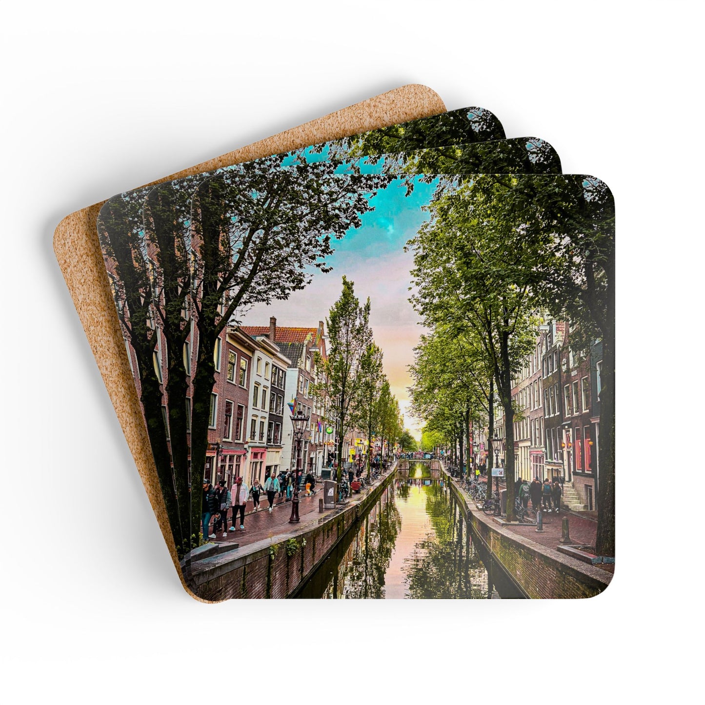 Fall Amsterdam at Twilight by Chasing Oz - Corkwood Coaster Set (of 4)