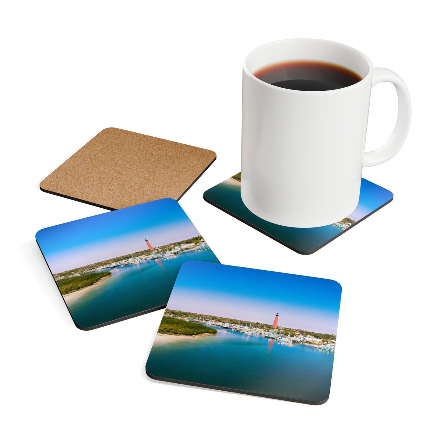 Ponce Inlet Lighthouse by Chasing Oz - Corkwood Coaster Set