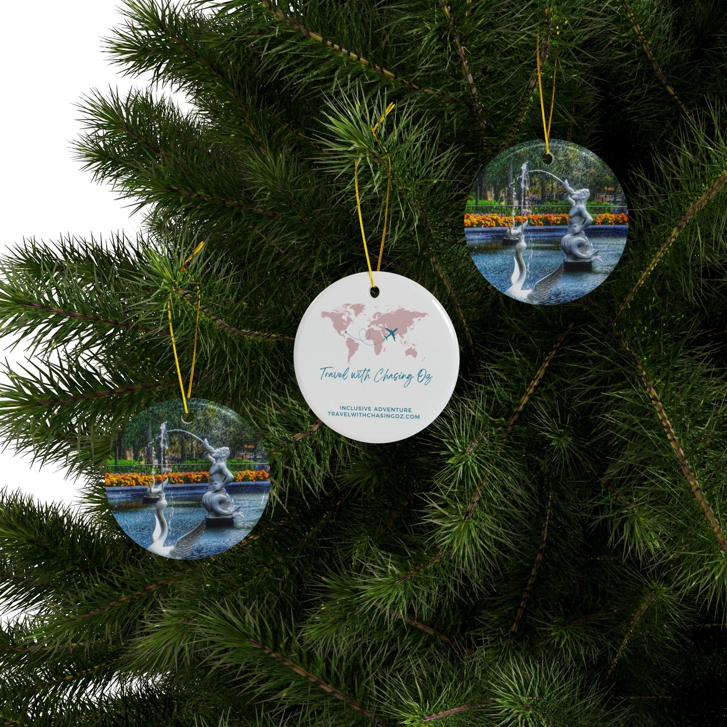 Forsyth Park Fountain by Chasing Oz - Double-sided Ceramic Ornaments