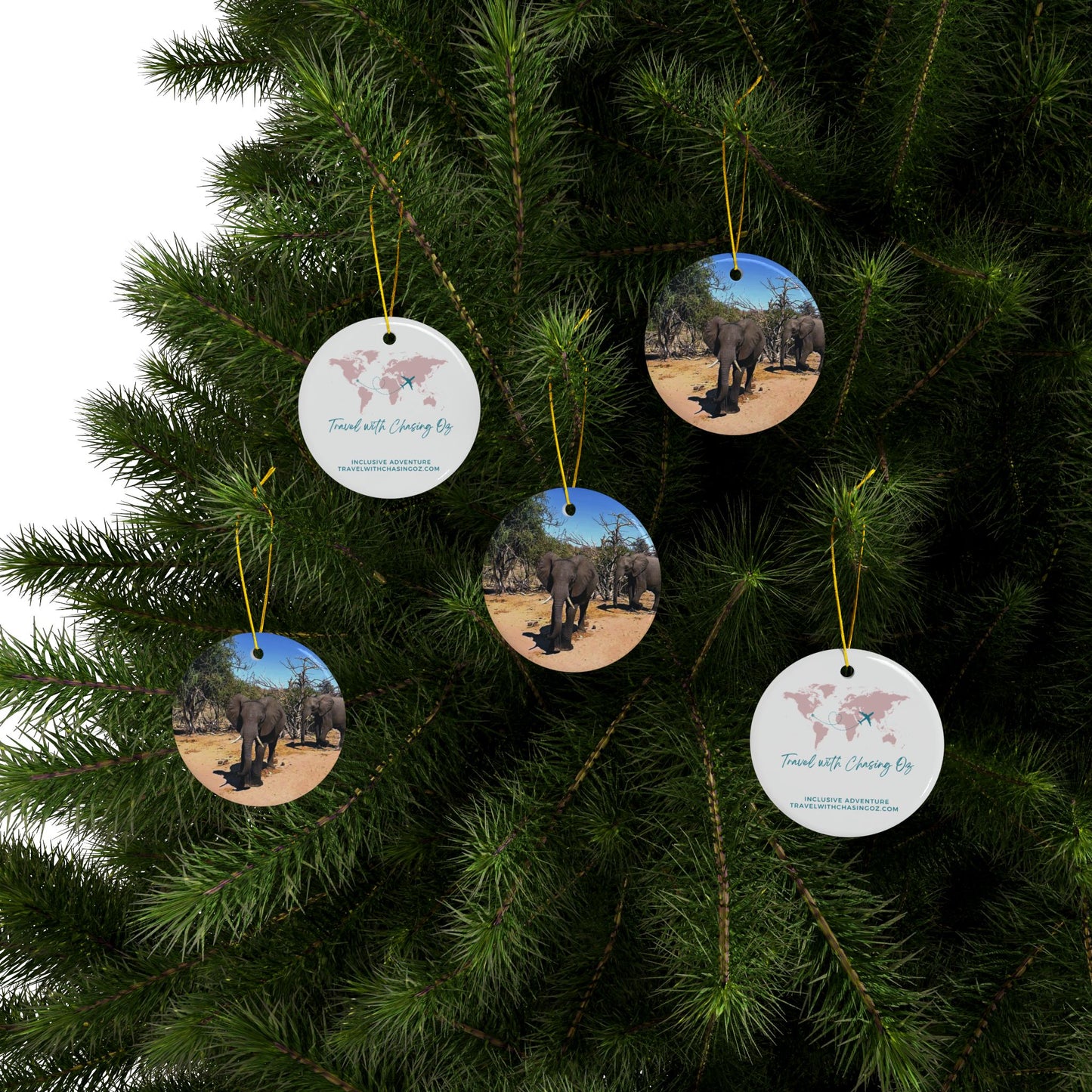 Safari Elephants by Chasing Oz - Ceramic Ornaments