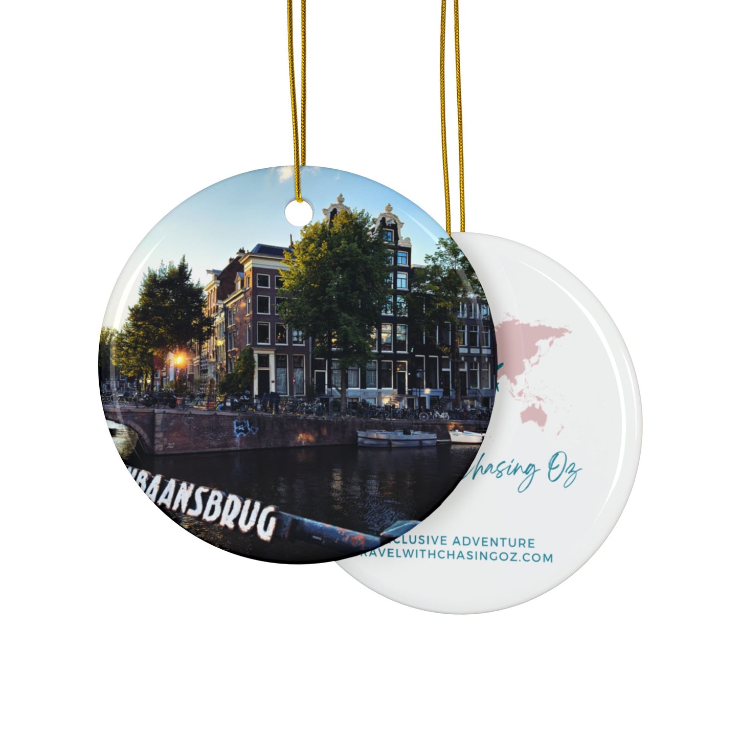 Amsterdam Canal View Sunset - Double-sided Ceramic Ornaments