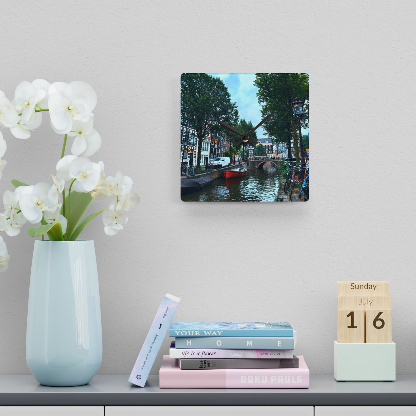 Above the Bridge Amsterdam - Acrylic Wall Clock
