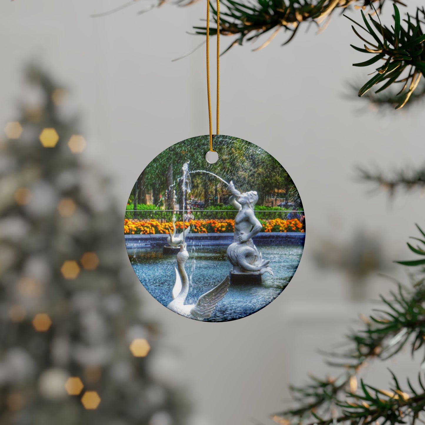 Forsyth Park Fountain by Chasing Oz - Double-sided Ceramic Ornaments