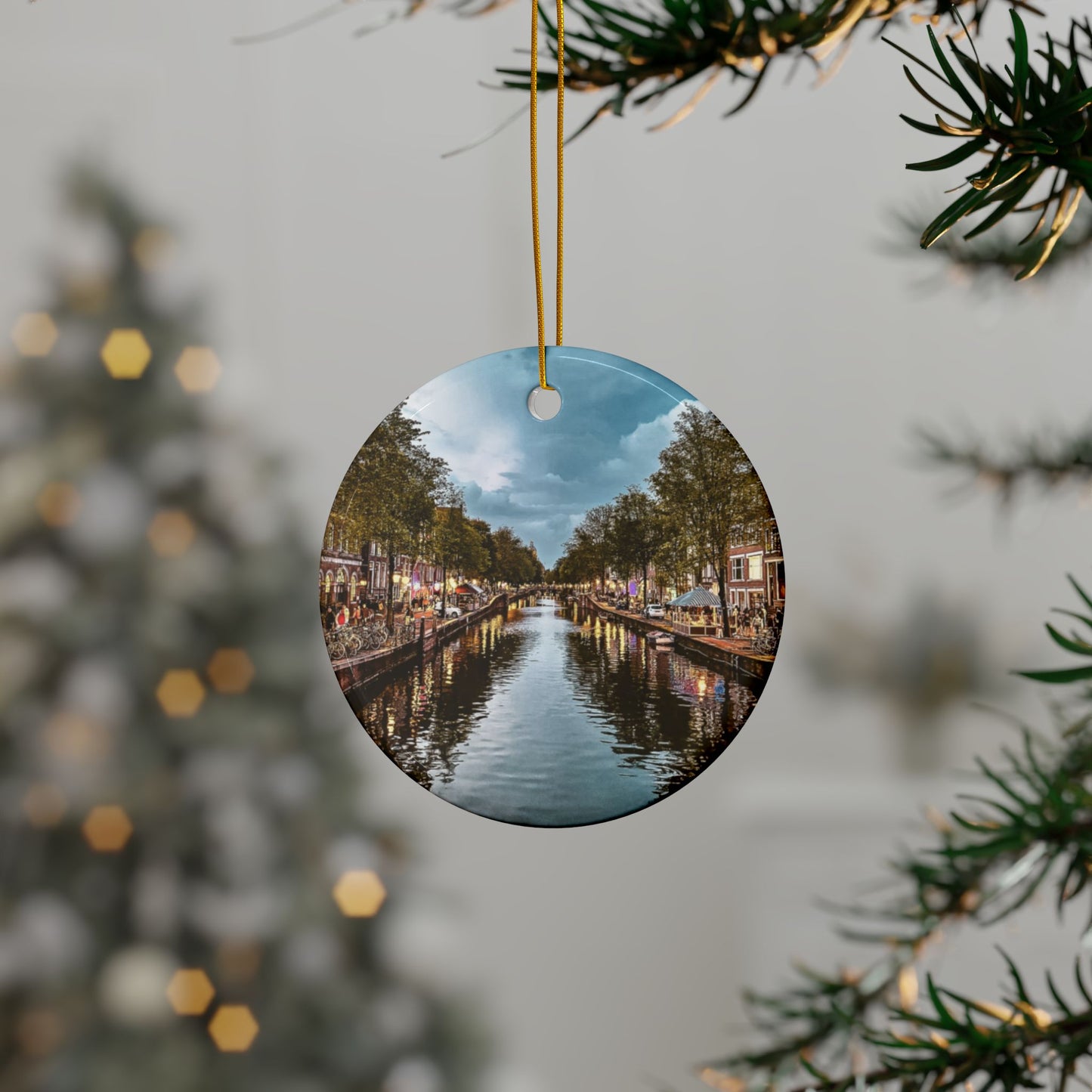 Amsterdam Canal Reflections by Chasing Oz - Double-sided Ceramic Ornaments