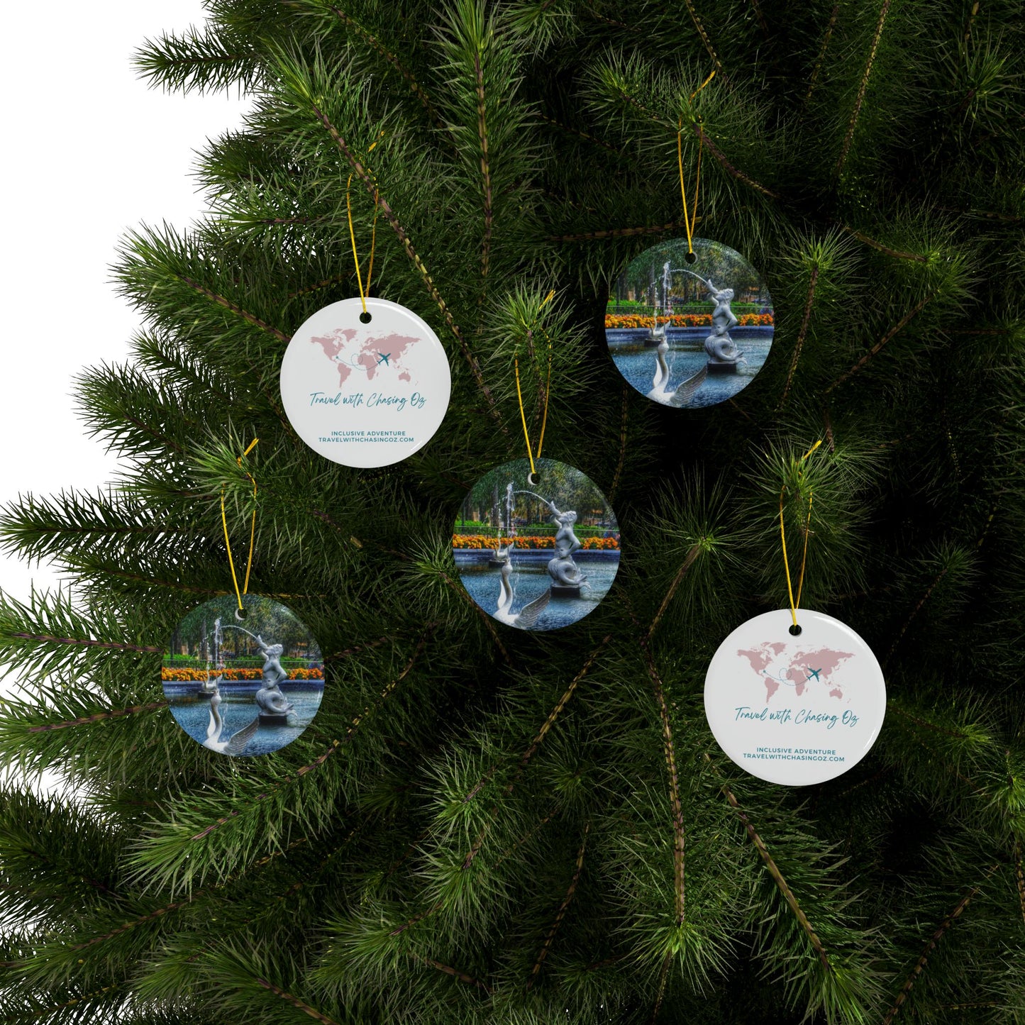 Forsyth Park Fountain by Chasing Oz - Double-sided Ceramic Ornaments