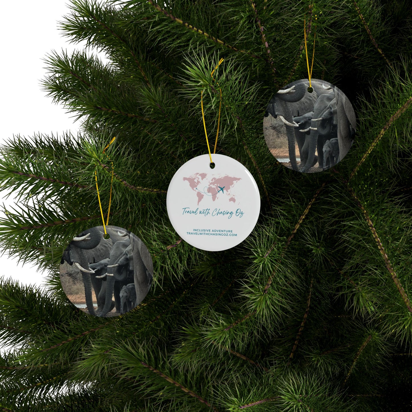 Elephant Watering Hole - Ceramic Ornaments