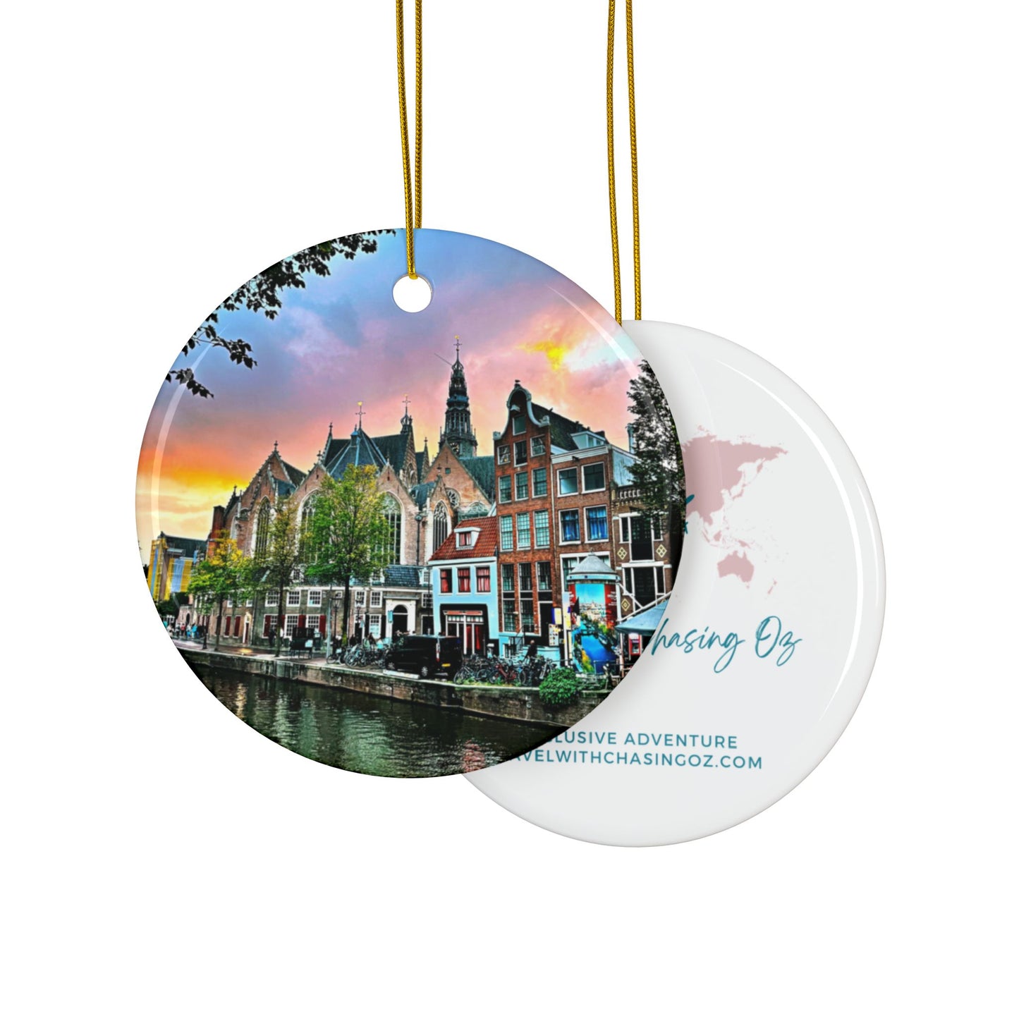 Amsterdam Sunset by Chasing Oz - Doubled-sided Ceramic Ornaments