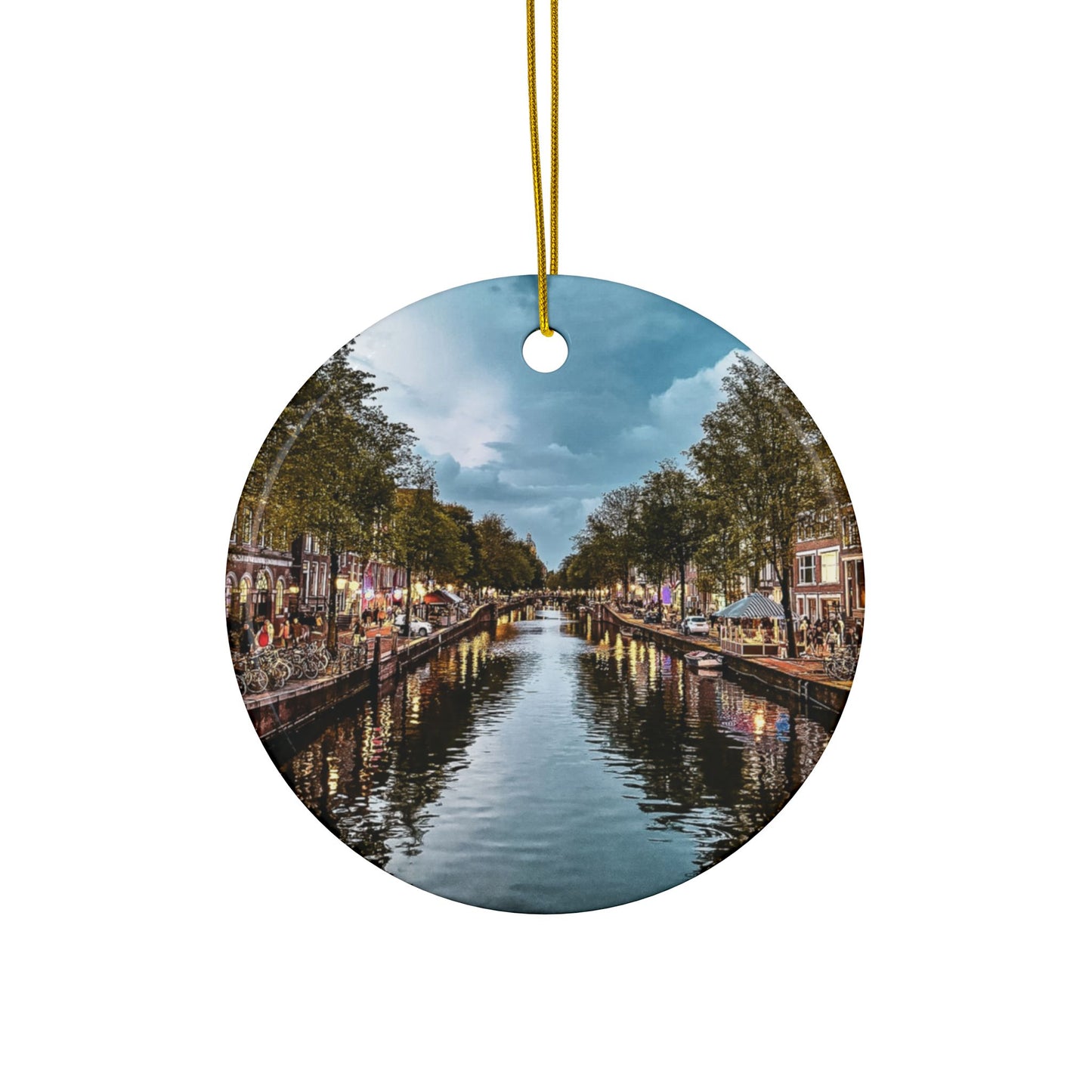 Amsterdam Canal Reflections by Chasing Oz - Double-sided Ceramic Ornaments