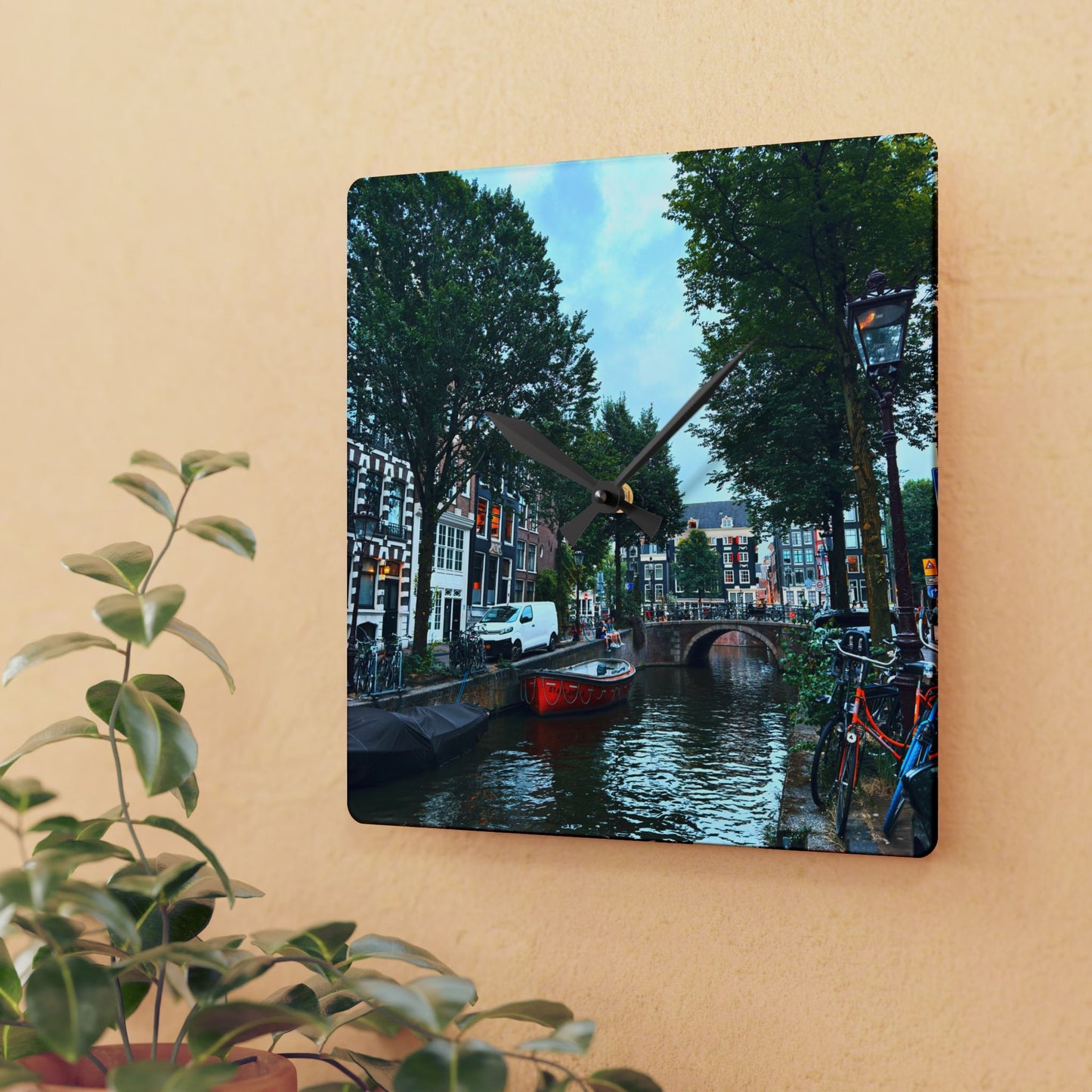 Above the Bridge Amsterdam - Acrylic Wall Clock