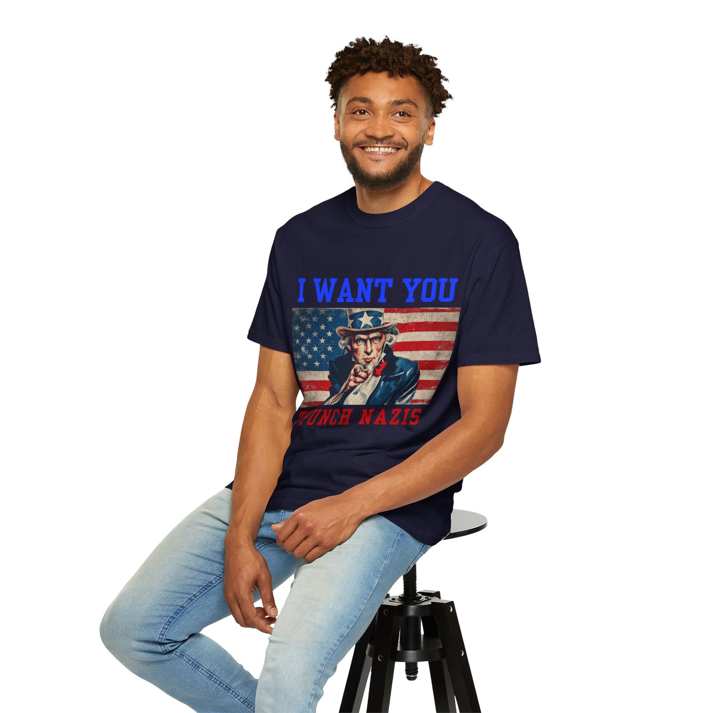 I Want You To Punch Nazis" Patriotic Unisex Tee