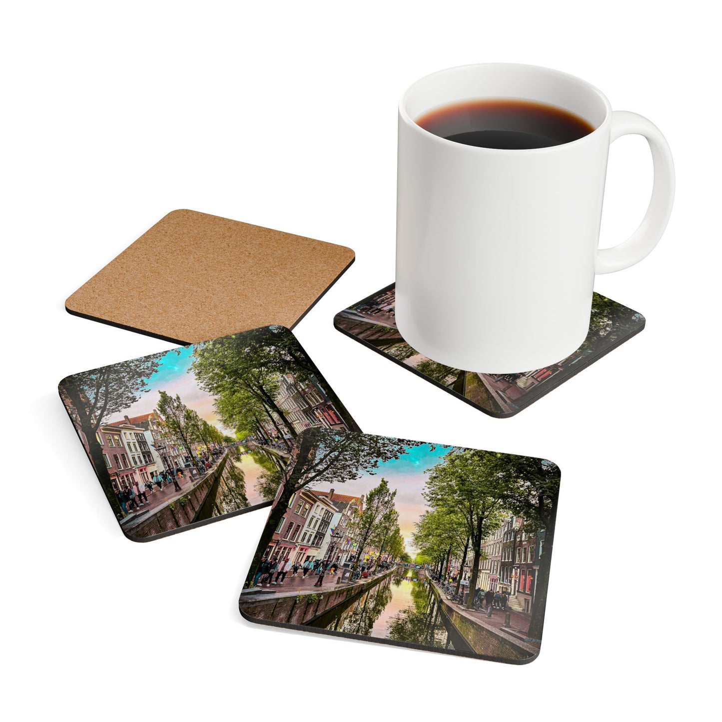 Fall Amsterdam at Twilight by Chasing Oz - Corkwood Coaster Set (of 4)