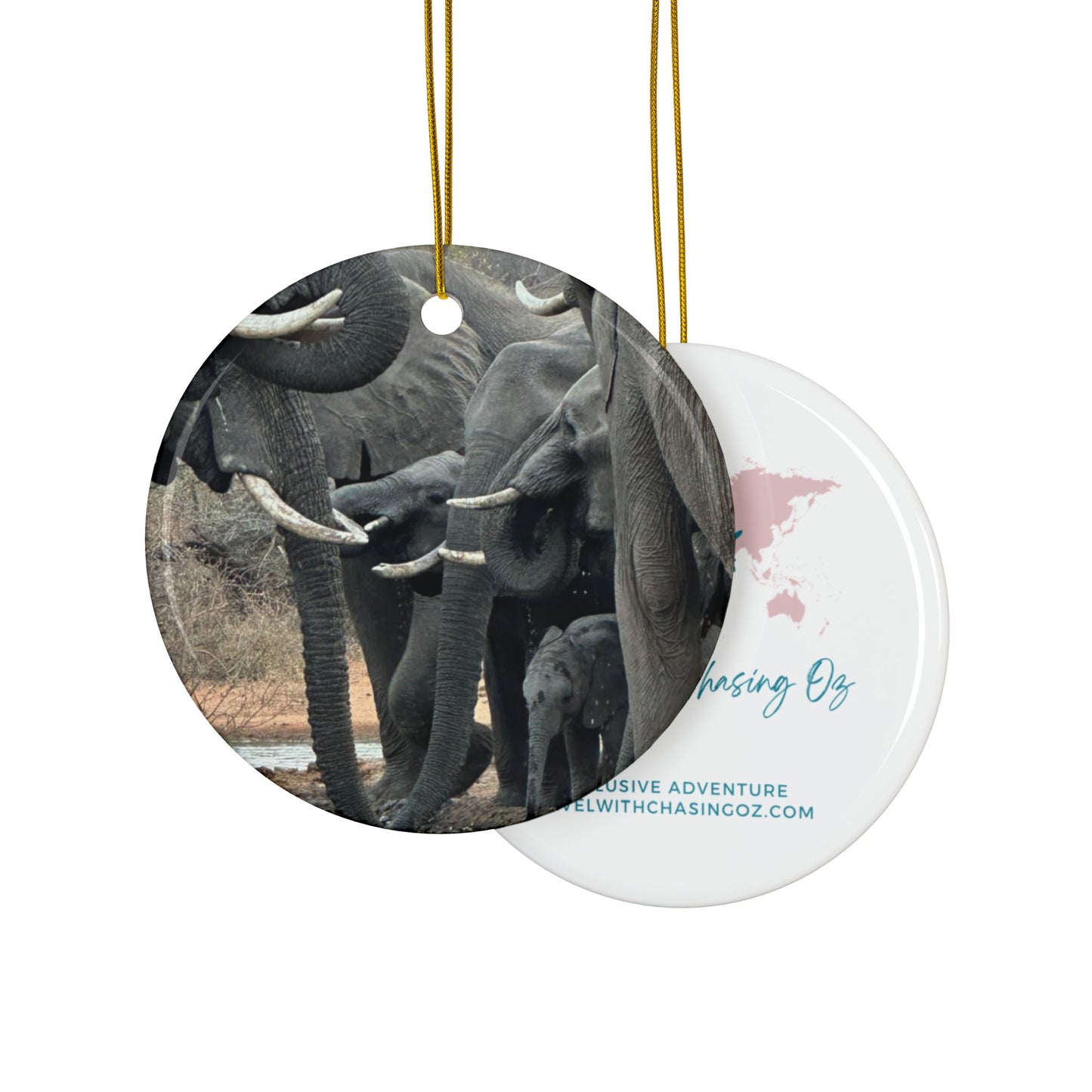 Elephant Watering Hole - Ceramic Ornaments