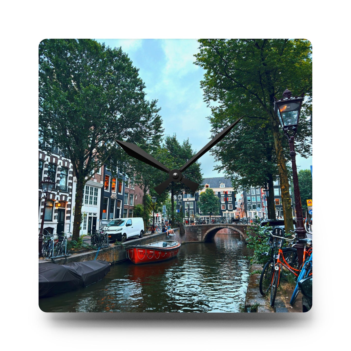 Above the Bridge Amsterdam - Acrylic Wall Clock