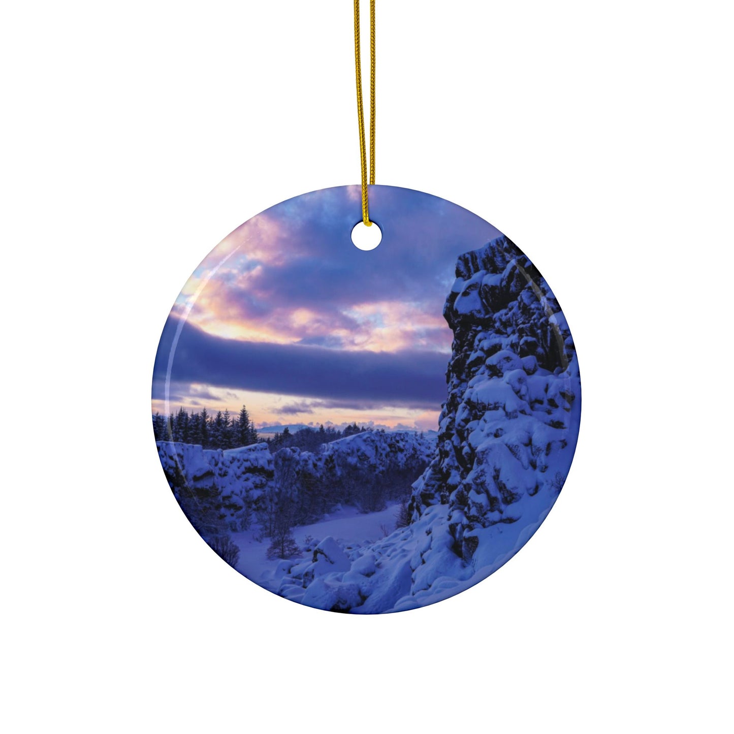 Iceland Sunrise by Chasing Oz - Double-Sided Ceramic Ornaments