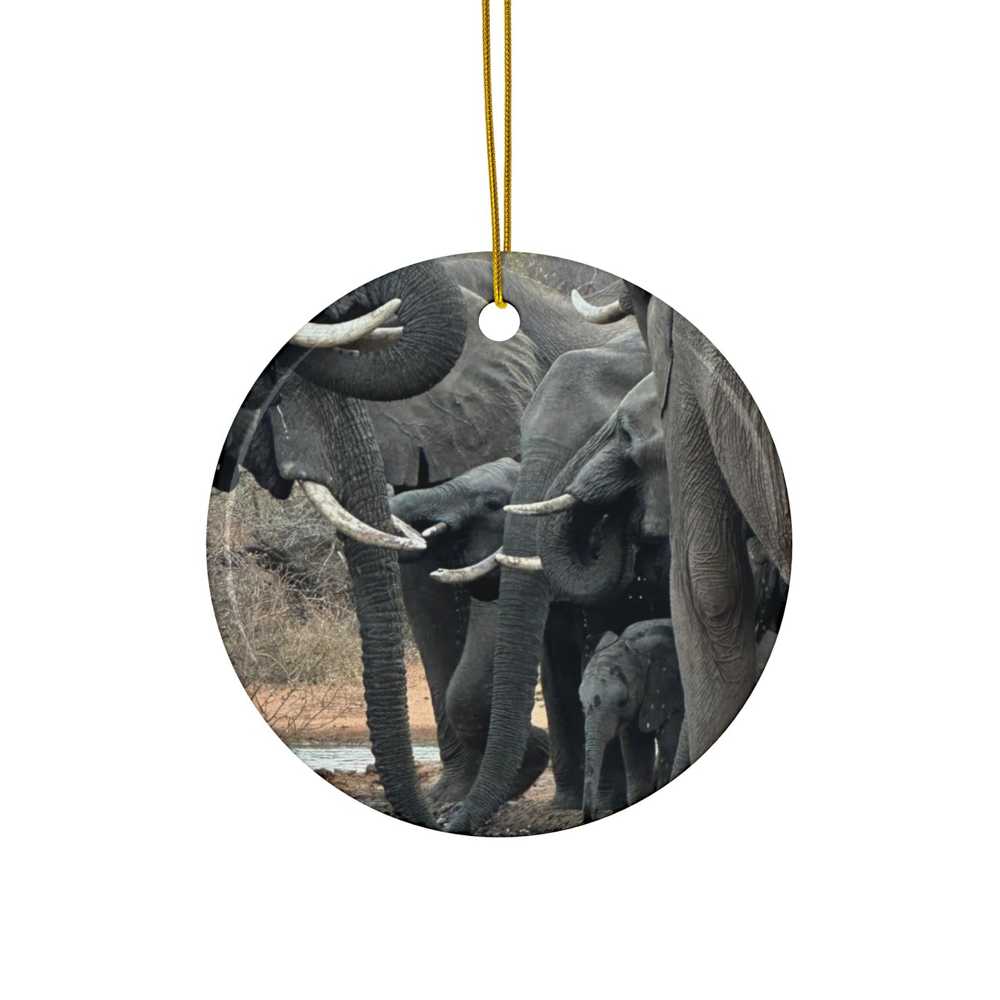 Elephant Watering Hole - Ceramic Ornaments