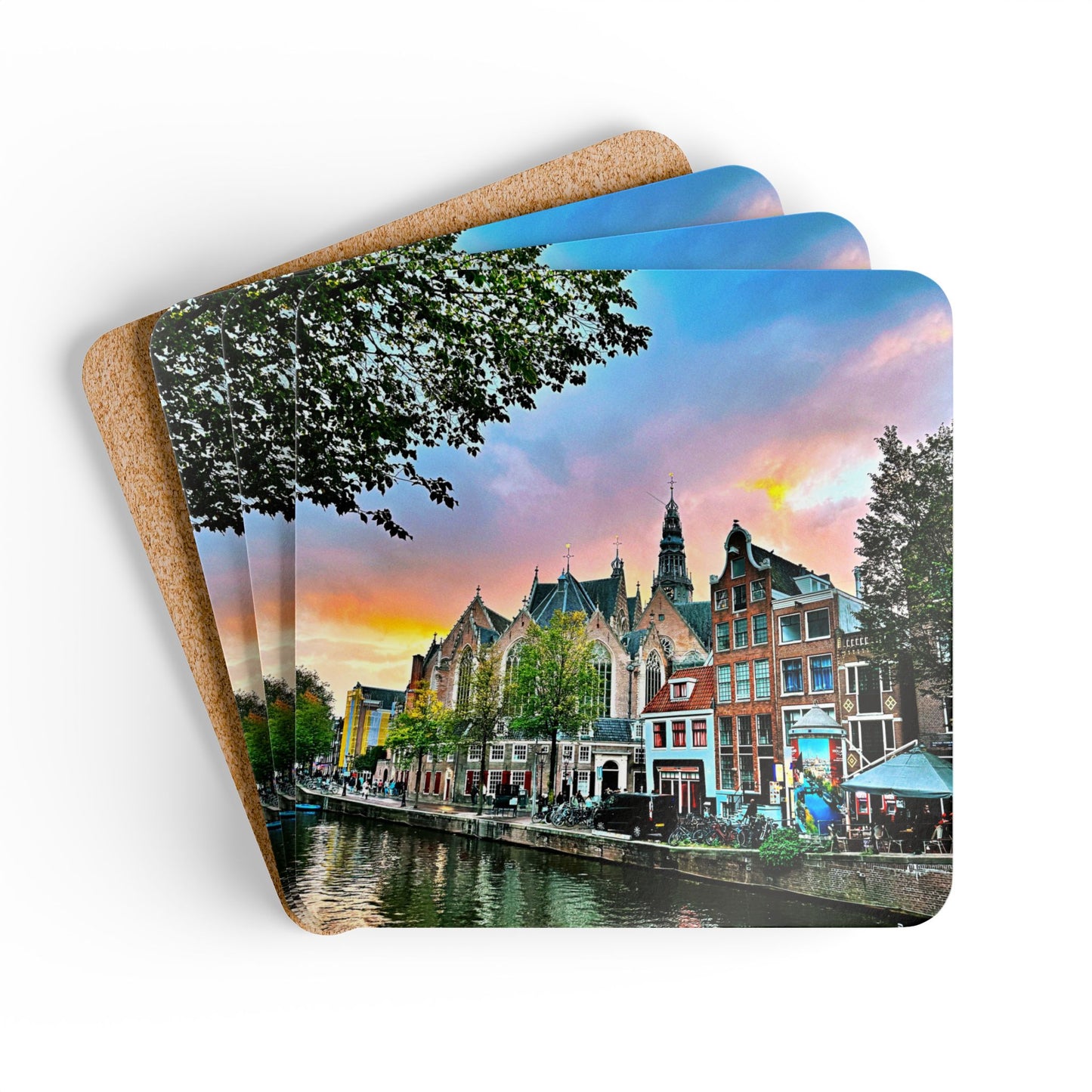 Amsterdam Sunset - Corkwood Coaster Set