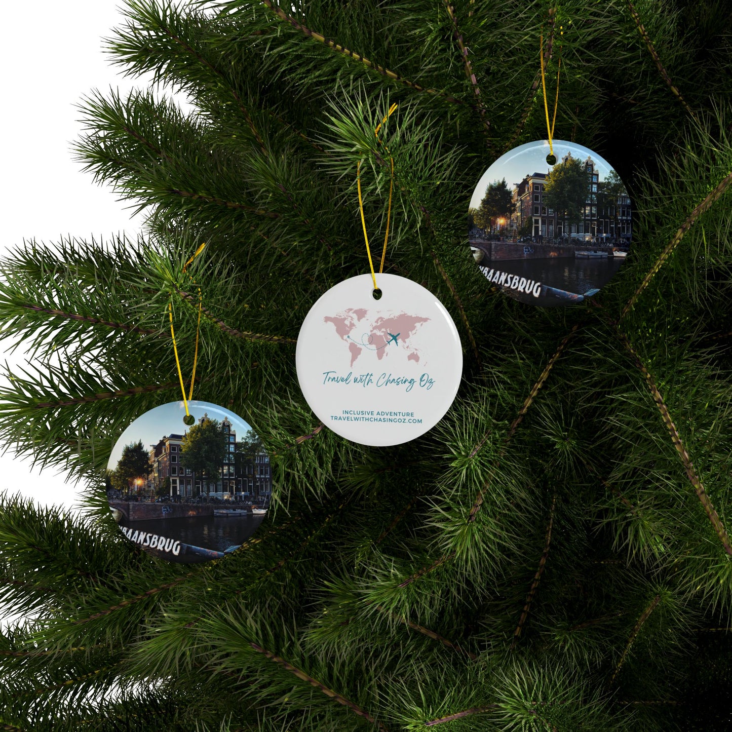Amsterdam Canal View Sunset - Double-sided Ceramic Ornaments