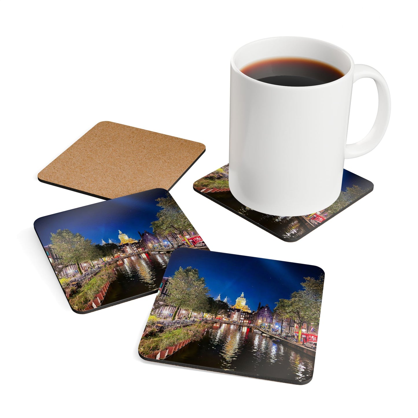 Amsterdam Night Sky by Chasing Oz - Corkwood Coaster Set