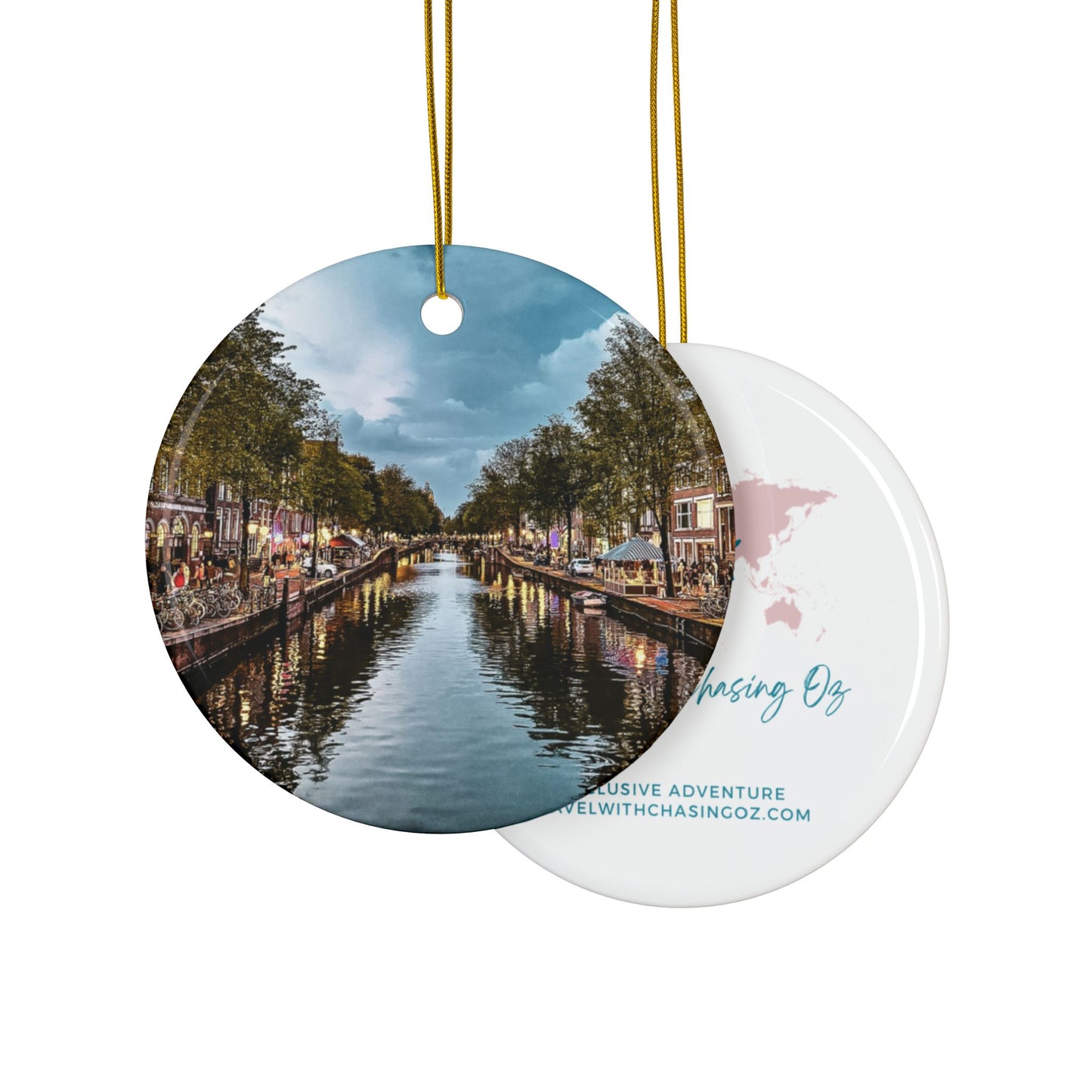 Amsterdam Canal Reflections by Chasing Oz - Double-sided Ceramic Ornaments