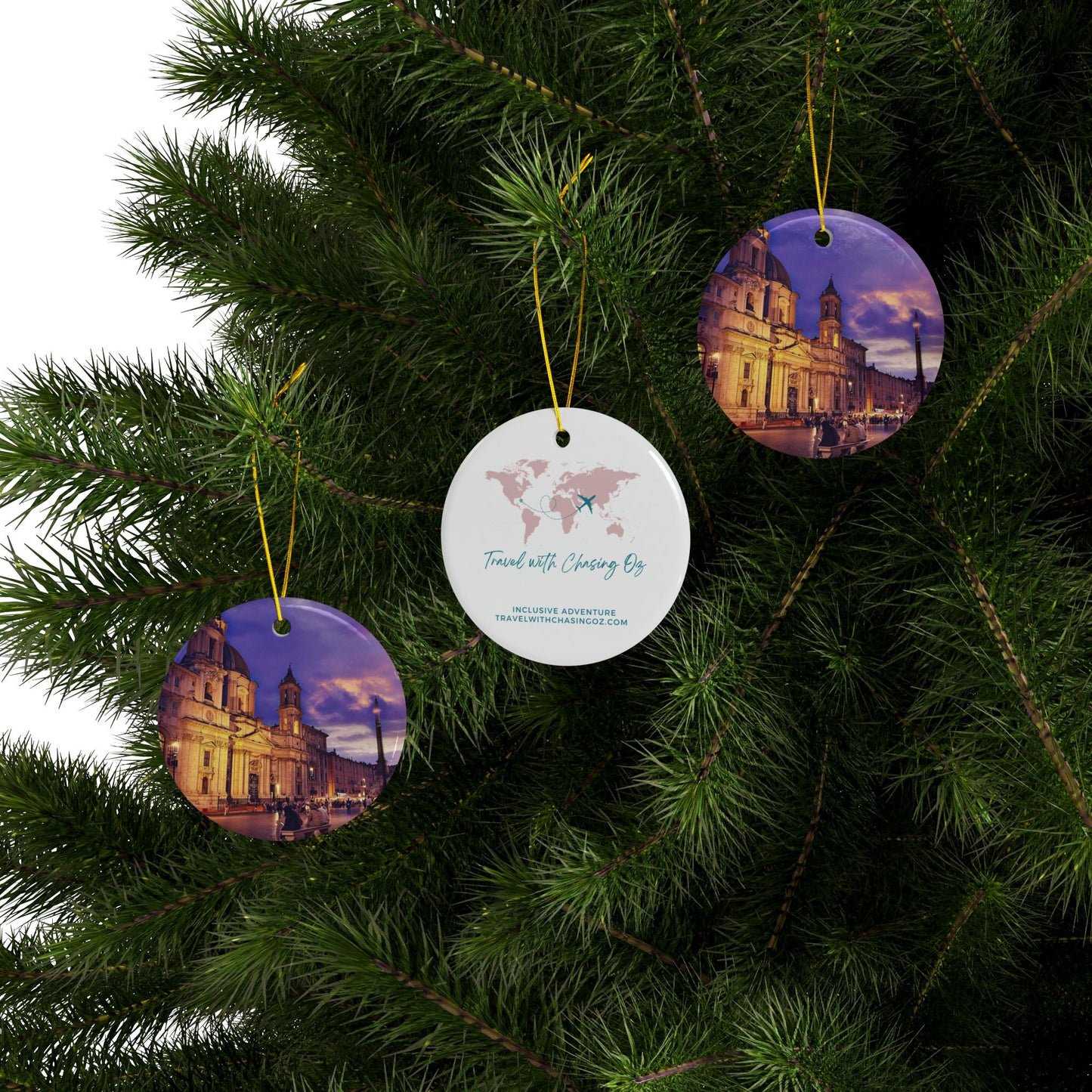 Rome Sunset by Chasing Oz - Double-sided Ceramic Ornaments