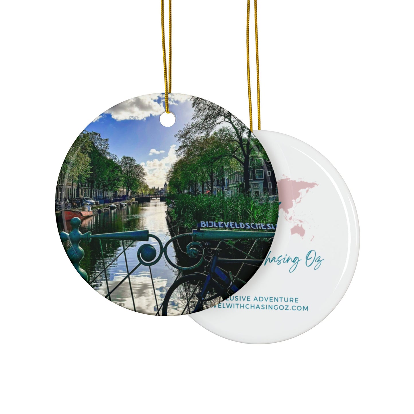 Amsterdam Bike Views by Chasing Oz - Double-sided Ceramic Ornaments