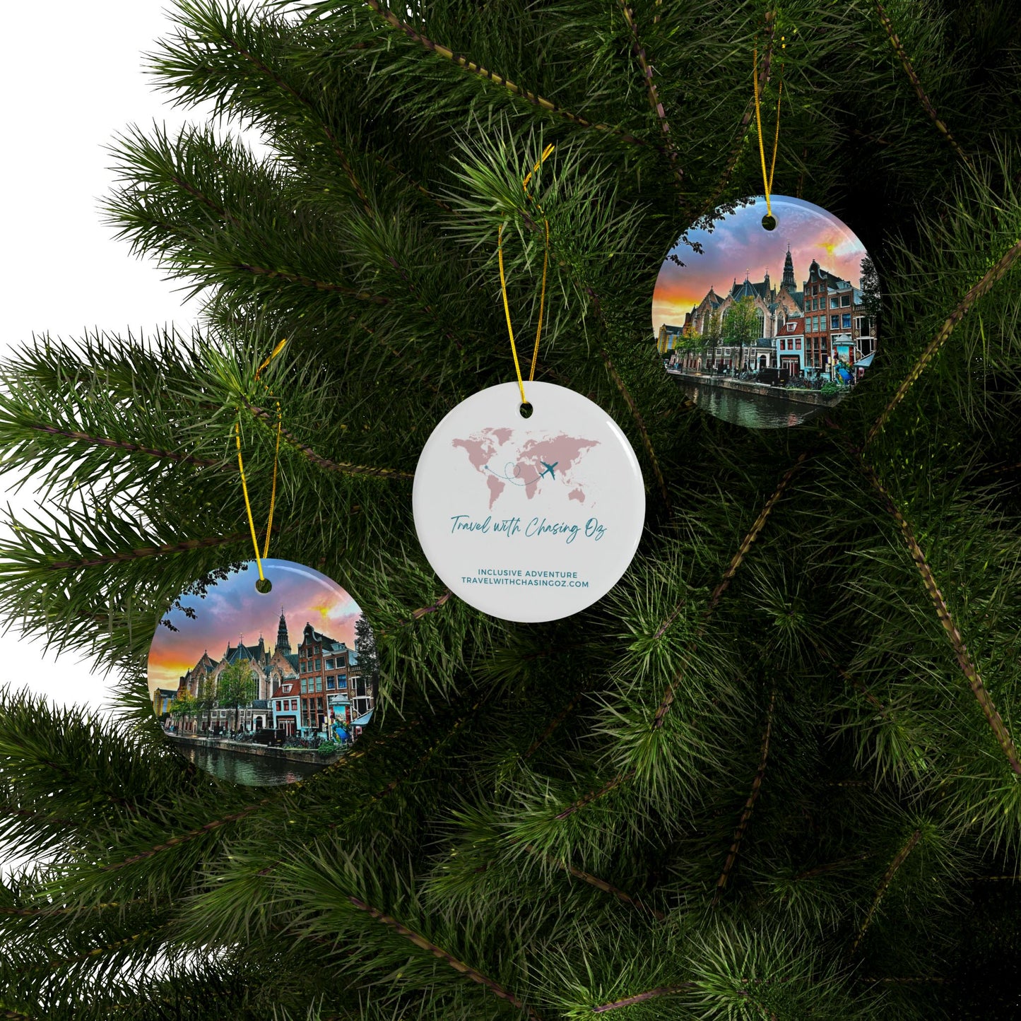 Amsterdam Sunset by Chasing Oz - Doubled-sided Ceramic Ornaments