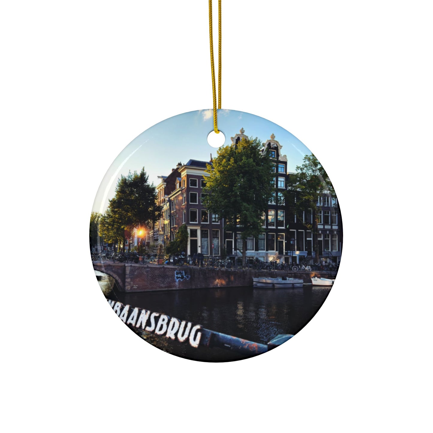 Amsterdam Canal View Sunset - Double-sided Ceramic Ornaments