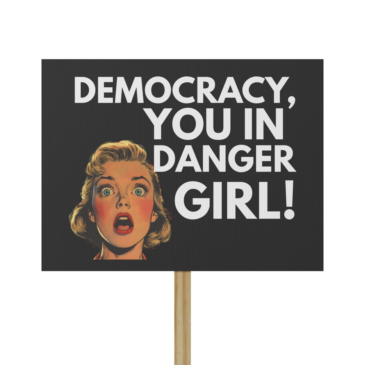 Democracy, You in Danger Girl! - Protest Sign