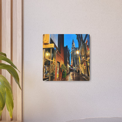 Amsterdam Alley Nightscape - Metal Art Sign