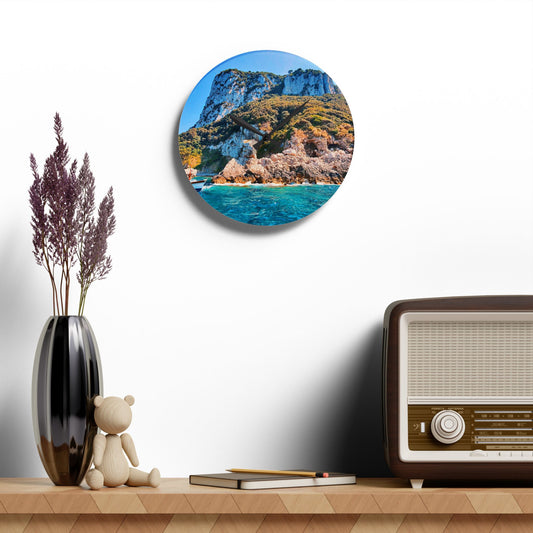 Capri Coastline - Acrylic Wall Clock