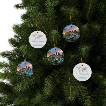 Amsterdam Sunset by Chasing Oz - Doubled-sided Ceramic Ornaments