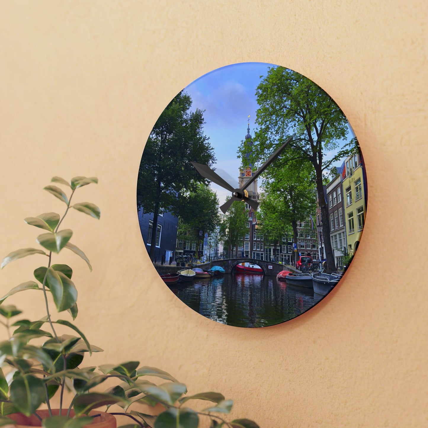 Amsterdam at Sundown - Acrylic Wall Clock