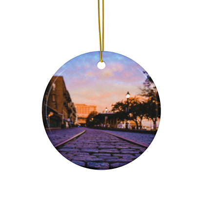 River Street Sunrise by Chasing Oz - Double-sided Ceramic Ornaments