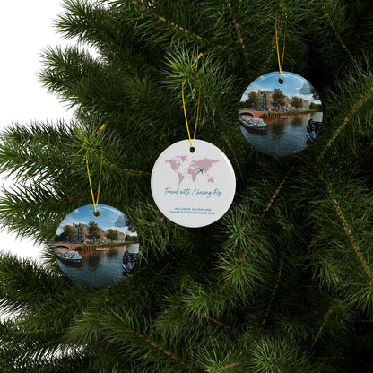 Amsterdam Boats by Chasing Oz - Double-sided Ceramic Ornaments