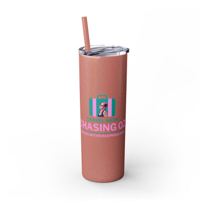 Travel with Chasing Oz Skinny Tumbler with Straw, 20oz