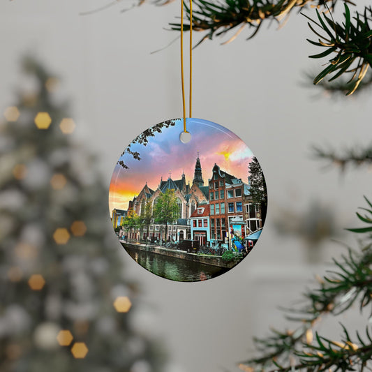 Amsterdam Sunset by Chasing Oz - Doubled-sided Ceramic Ornaments