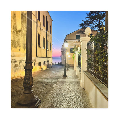 Amalfi Coast Nights Sunset Coastal Alley - Matte Canvas Print (1.25")