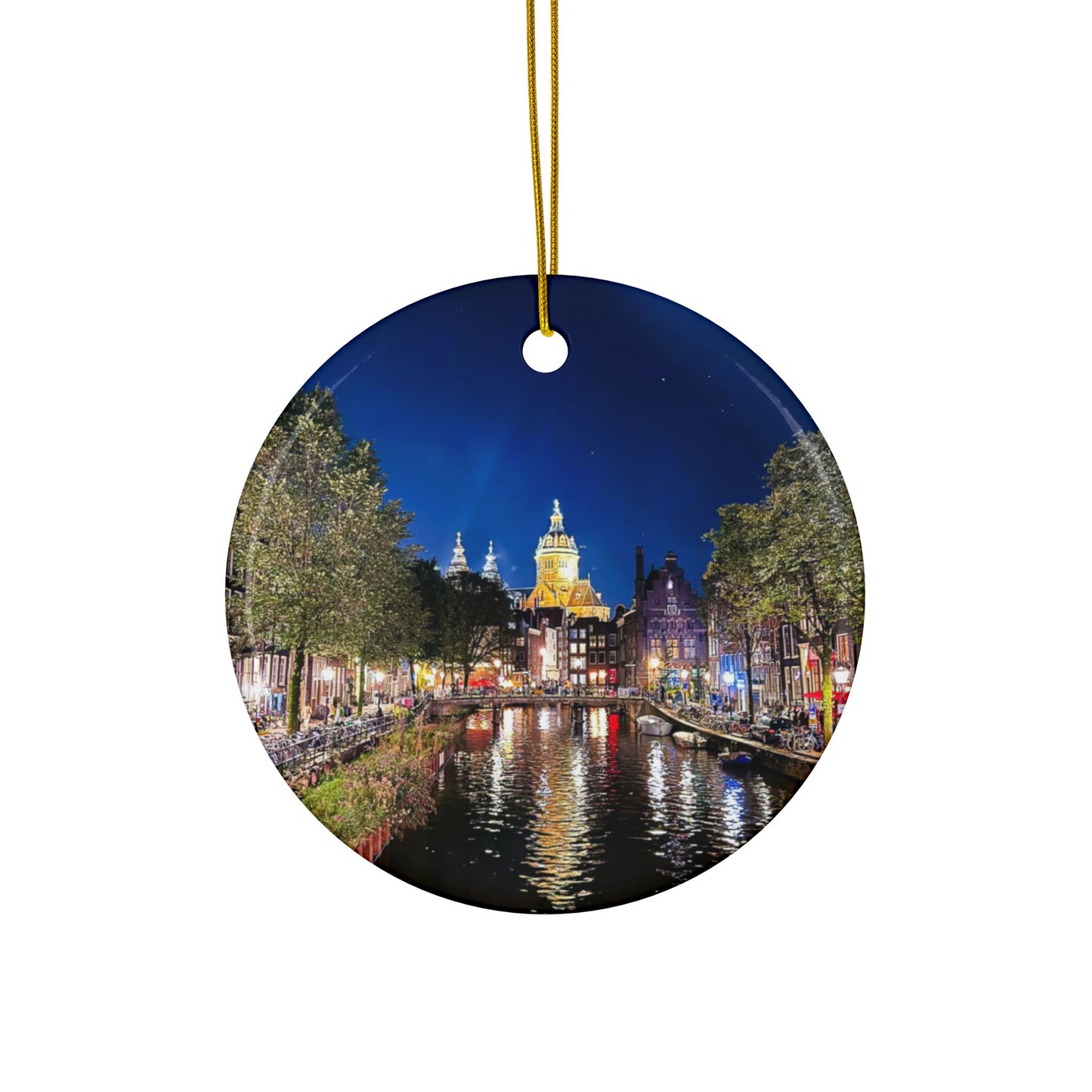 Amsterdam at Night by Chasing Oz - Ceramic Ornaments
